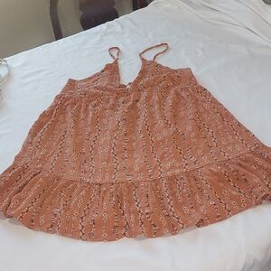 BE COOL Rust-Orange Floral Knit Boho Western Tank Top.Perfect For Warm Weather.L